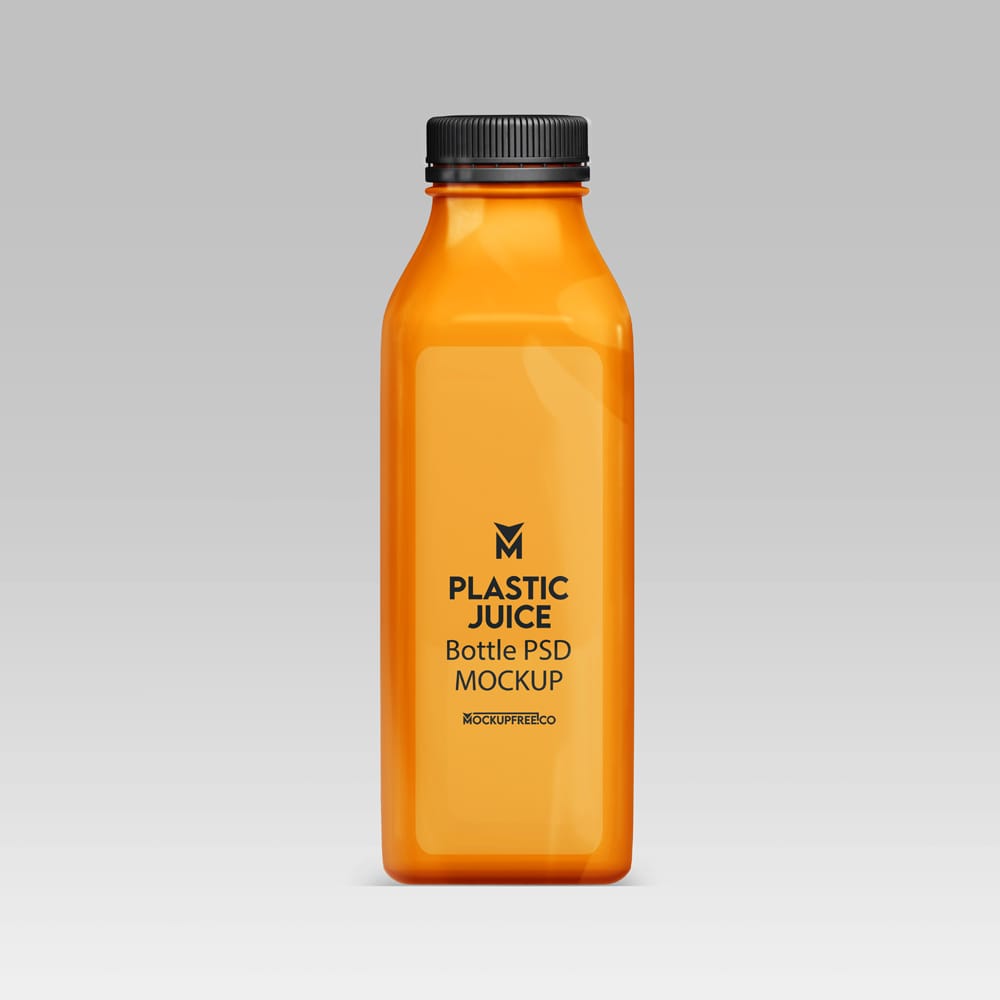 Free Realistic Plastic Juice Bottle Mockup PSD