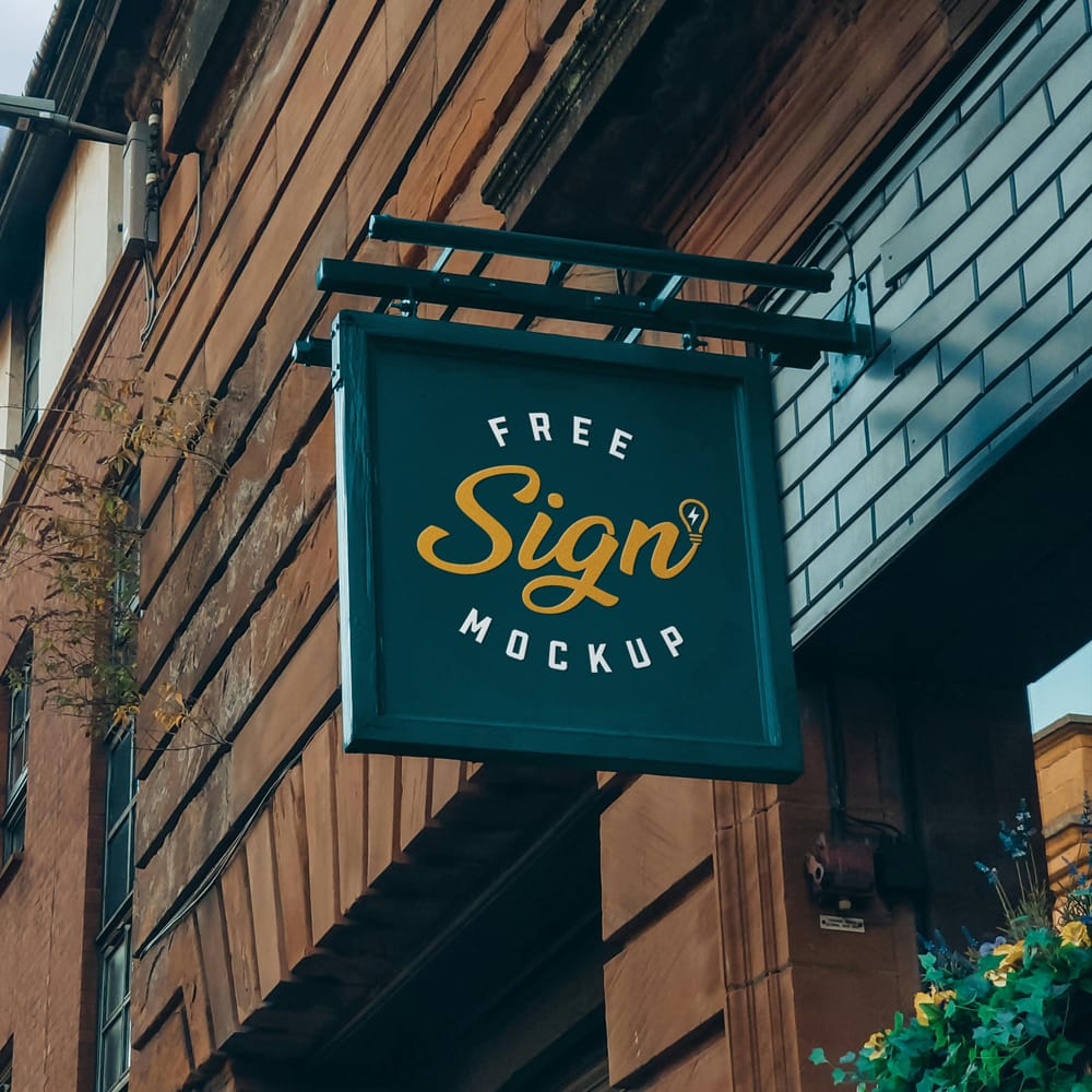 Free Realistic Shop Sign Mockup Design PSD
