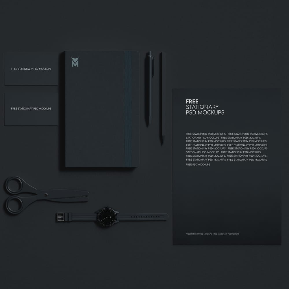 Free Realistic Stationery Mockups Template PSD