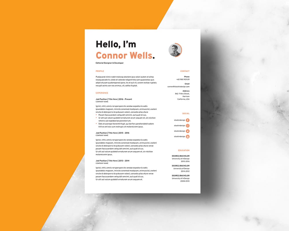 Free Resume Template for Designers