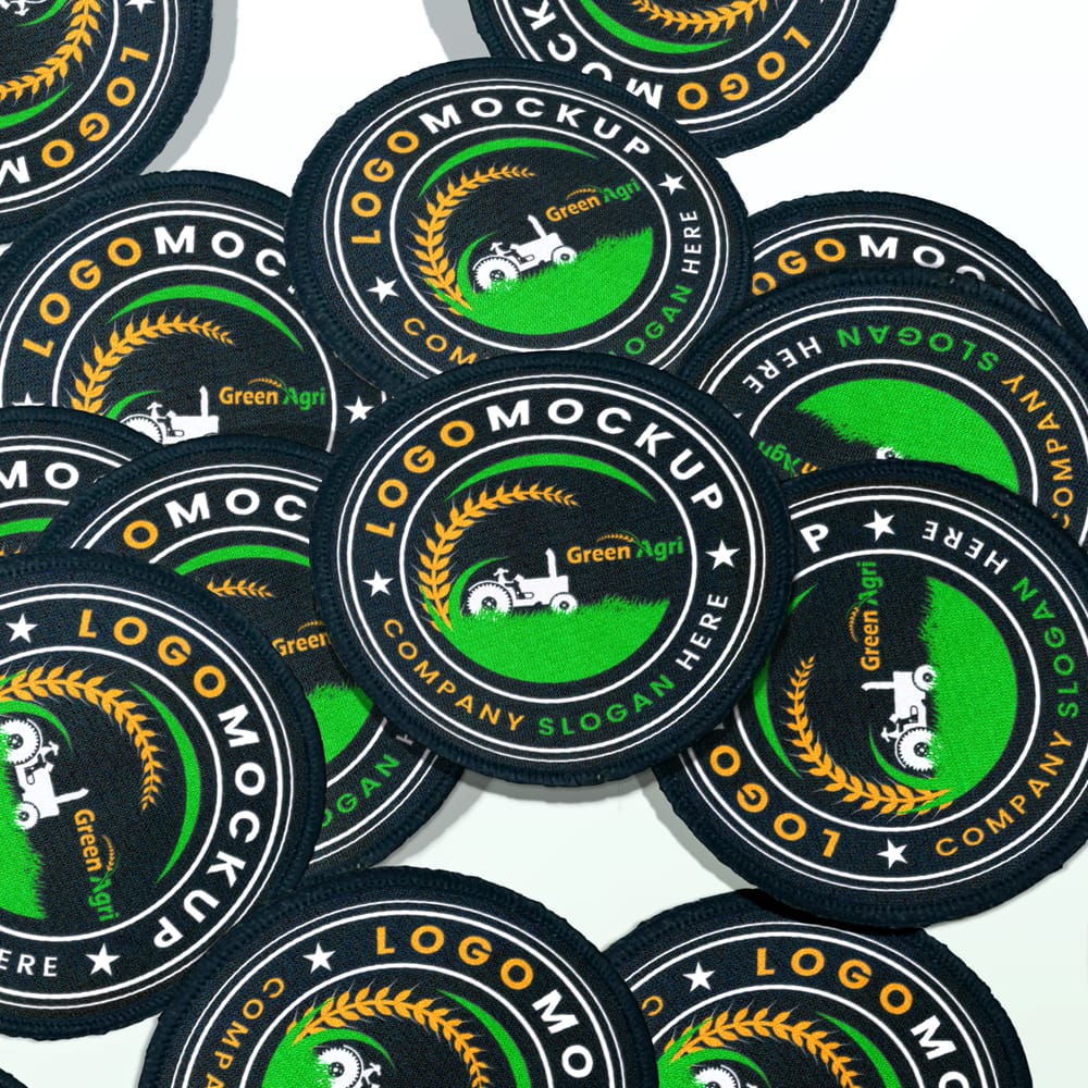 Free Round Stickers Logo Mockup PSD