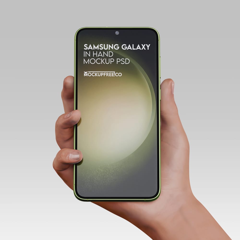 Free Samsung Galaxy in Hand Mockup PSD