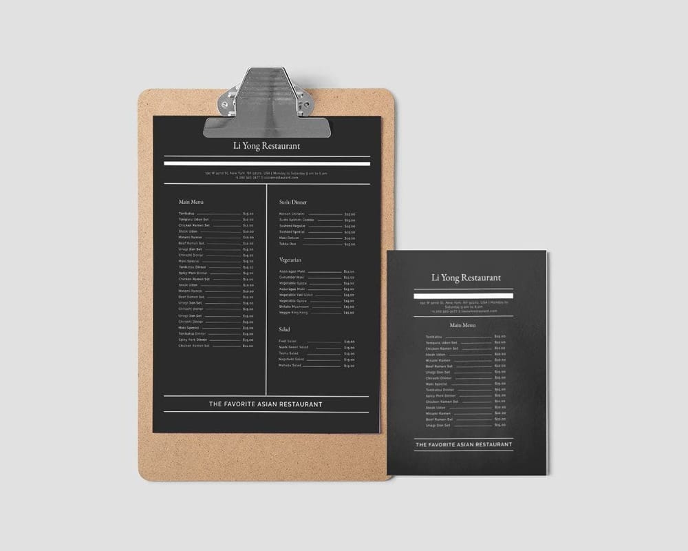 Free Simple Asian Restaurant Menu Template