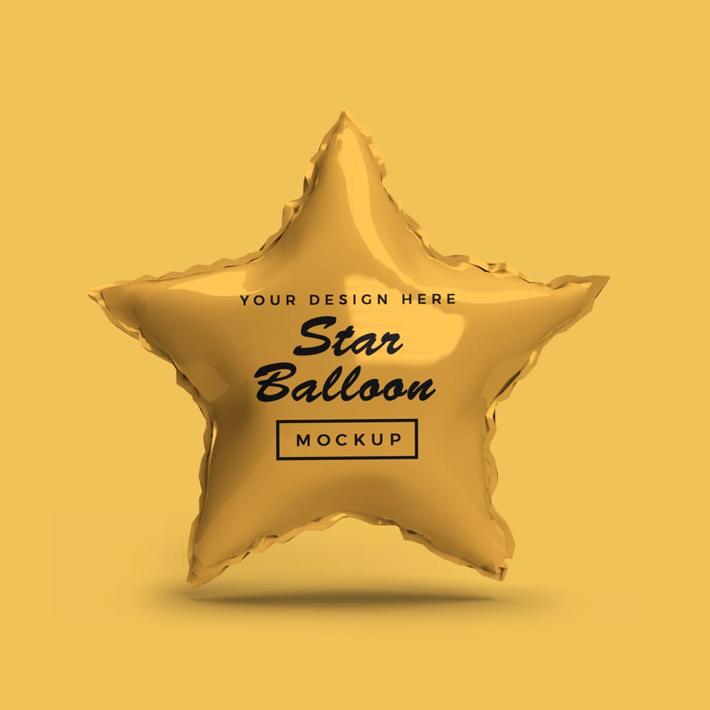 Free Star Foil Balloon Mockup PSD