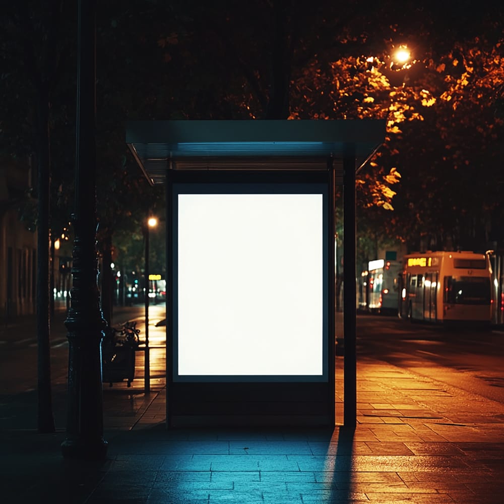 Free Stop Bus Poster Mockup PSD