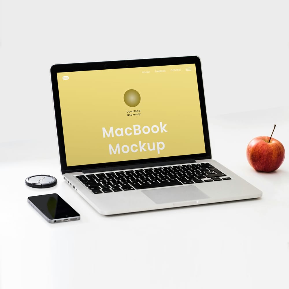 Free Studio MacBook Screen Mockup PSD