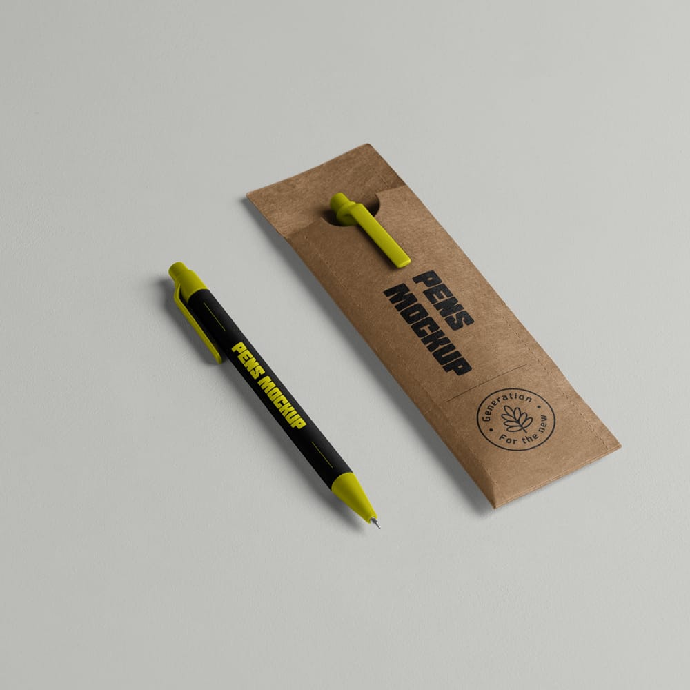 Free Two Pens with Case Mockup PSD