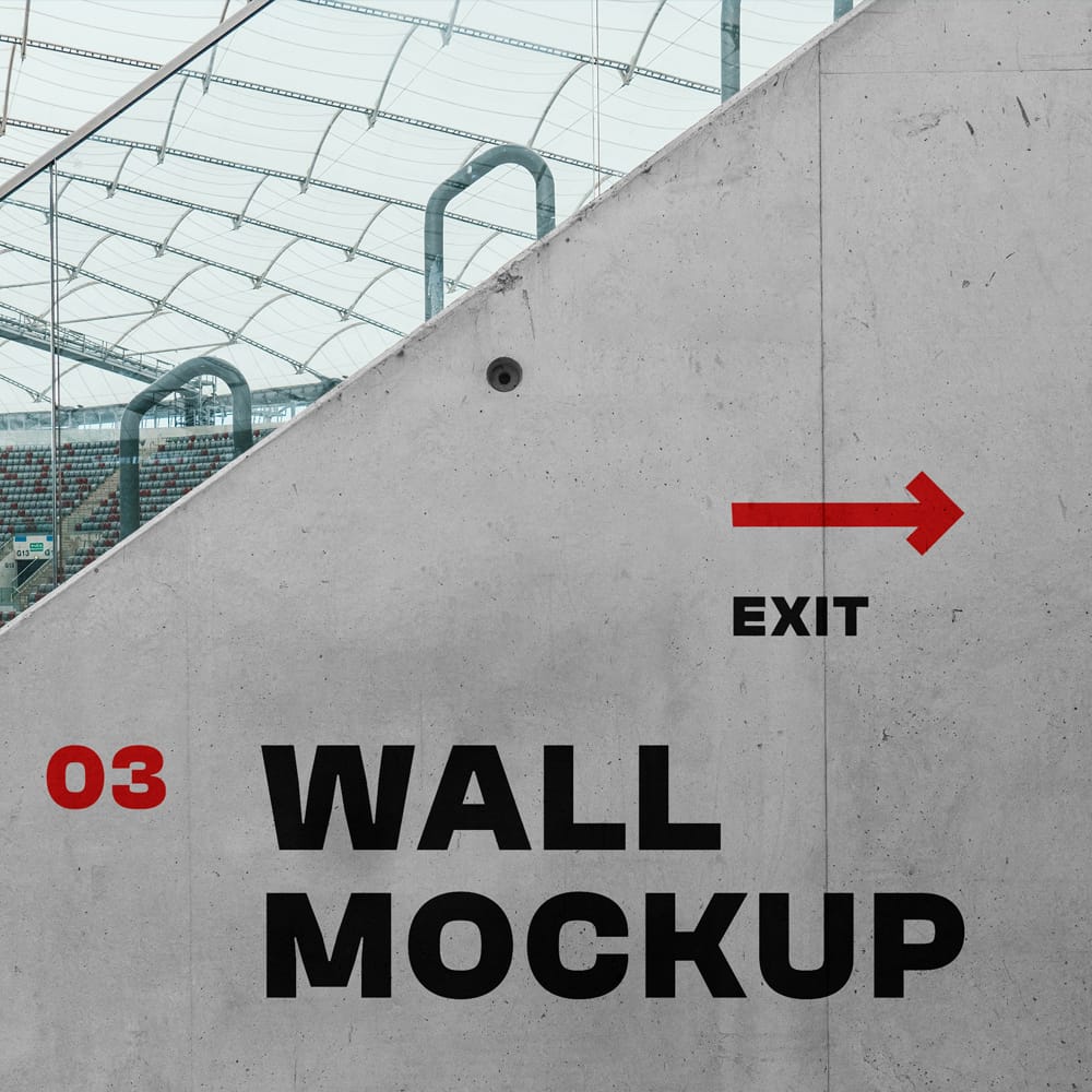 Free Wayfinding Stadium Wall Mockup PSD