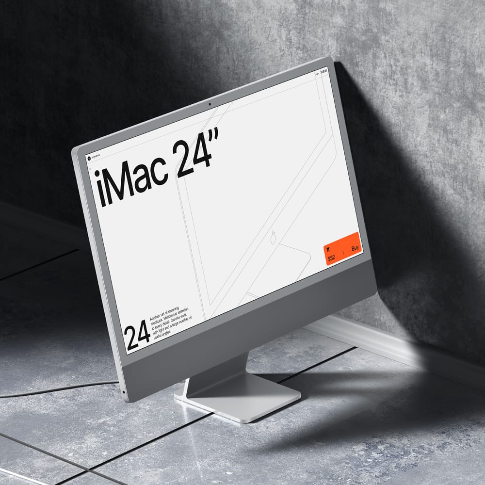 Free iMac 24 Inch Mockup PSD