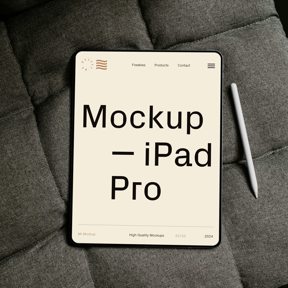 Free iPad Pro with Pencil Mockup PSD