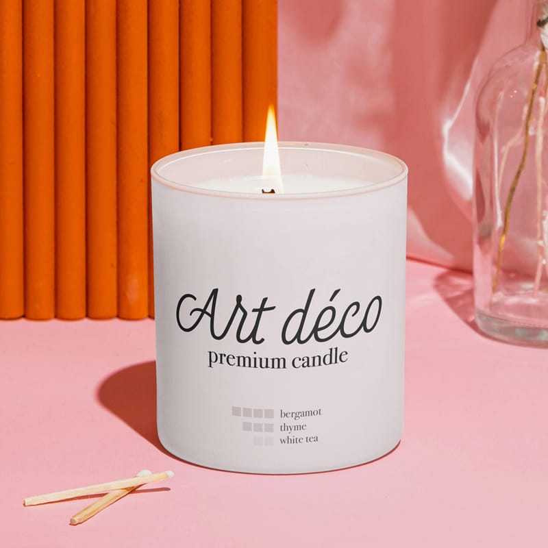 Frosted Glass Candle Jar Mockup PSD