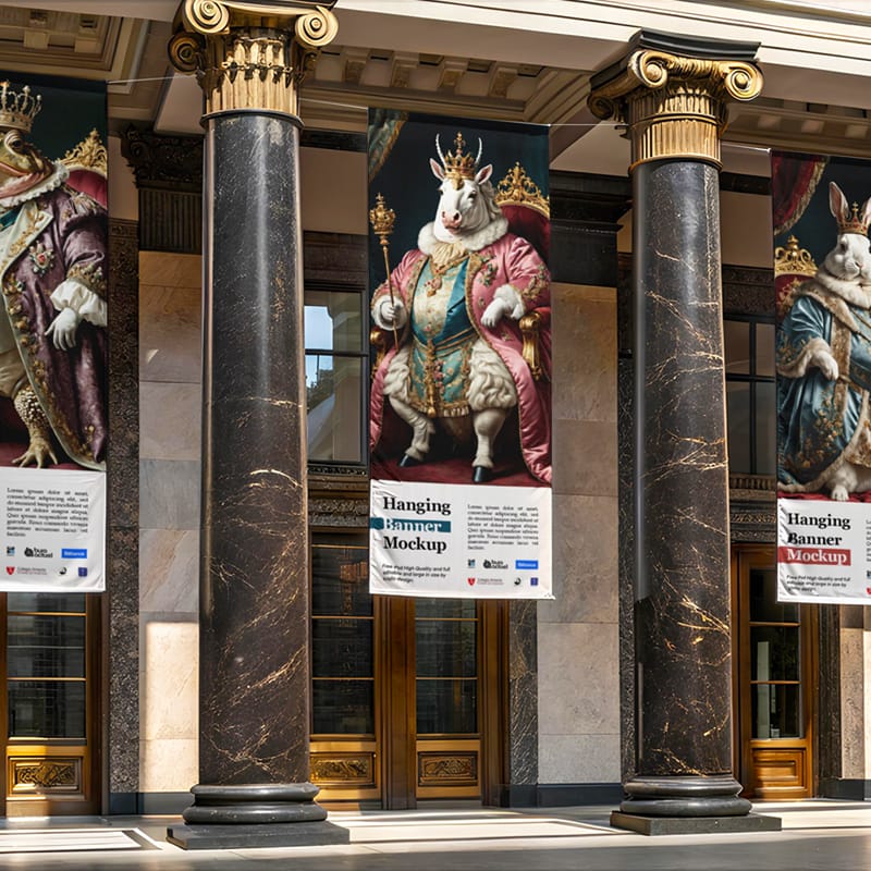 Hanging Banners Mockup PSD