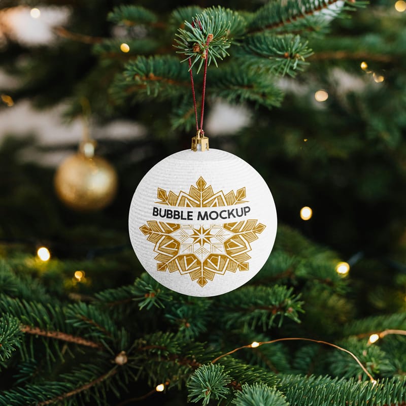 Hanging Christmas Ball Mockup PSD