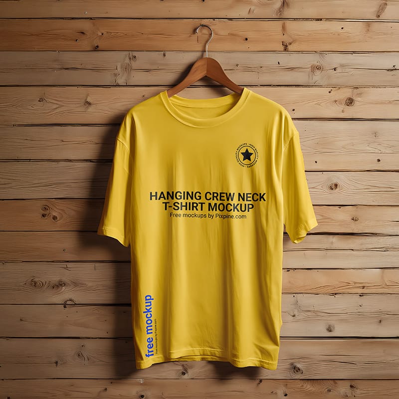 Hanging Crew Neck T-Shirt Mockup PSD