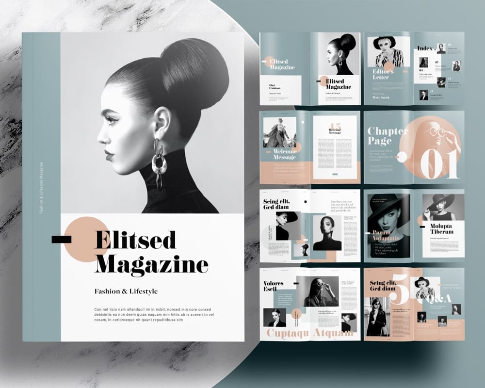 InDesign Magazine Template with Green Accents