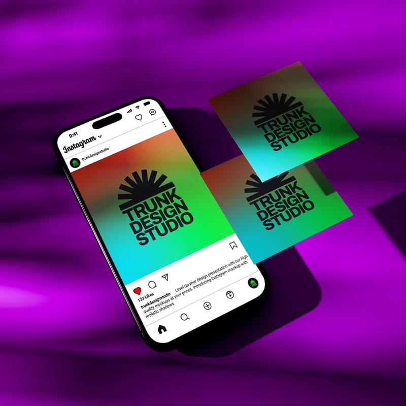 Instagram Mockup with Realistic Shadows PSD