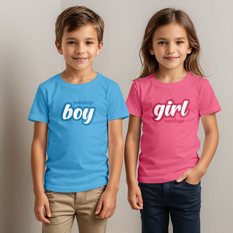 Kids T-Shirt Mockup Template PSD