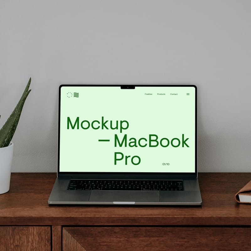 MacBook on Dresser Mockup PSD