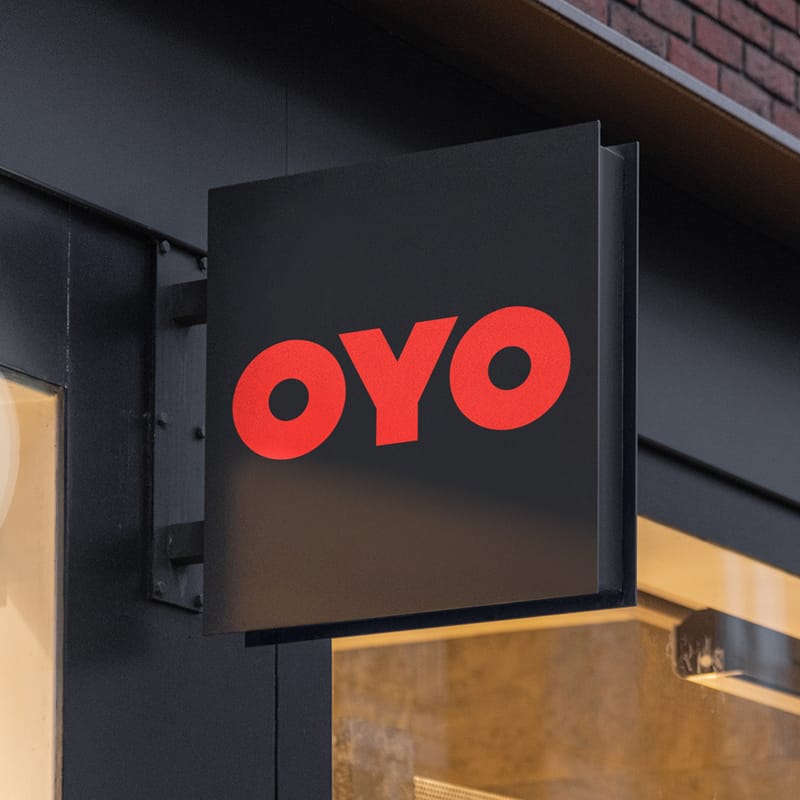 Oyo Hotel Sign Mockup PSD
