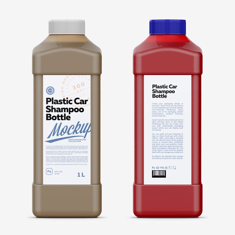 Plastic Auto Shampoo Bottle Mockup PSD