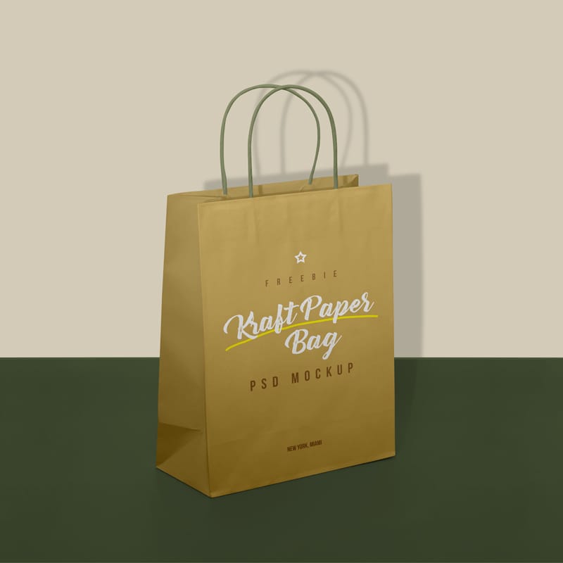 Realistic Kraft Paper Shopping Bag Mockup PSD