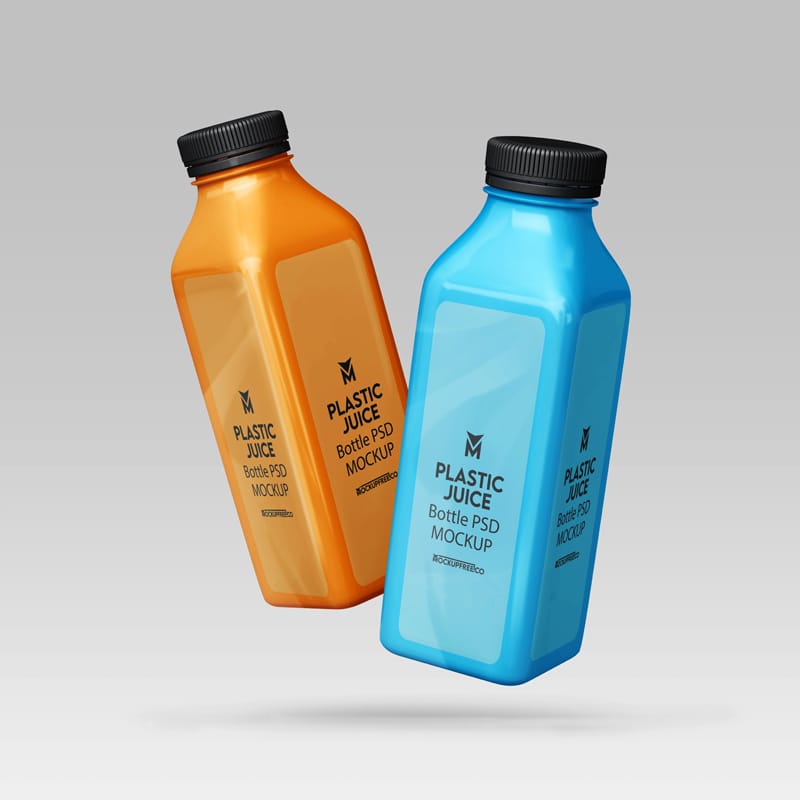 Realistic Plastic Juice Bottle Mockup PSD