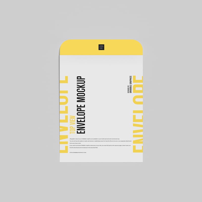 Realistic Top View Envelope Mockup PSD