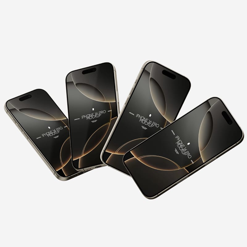 Realistic iPhone 16 Pro Mockup Template PSD