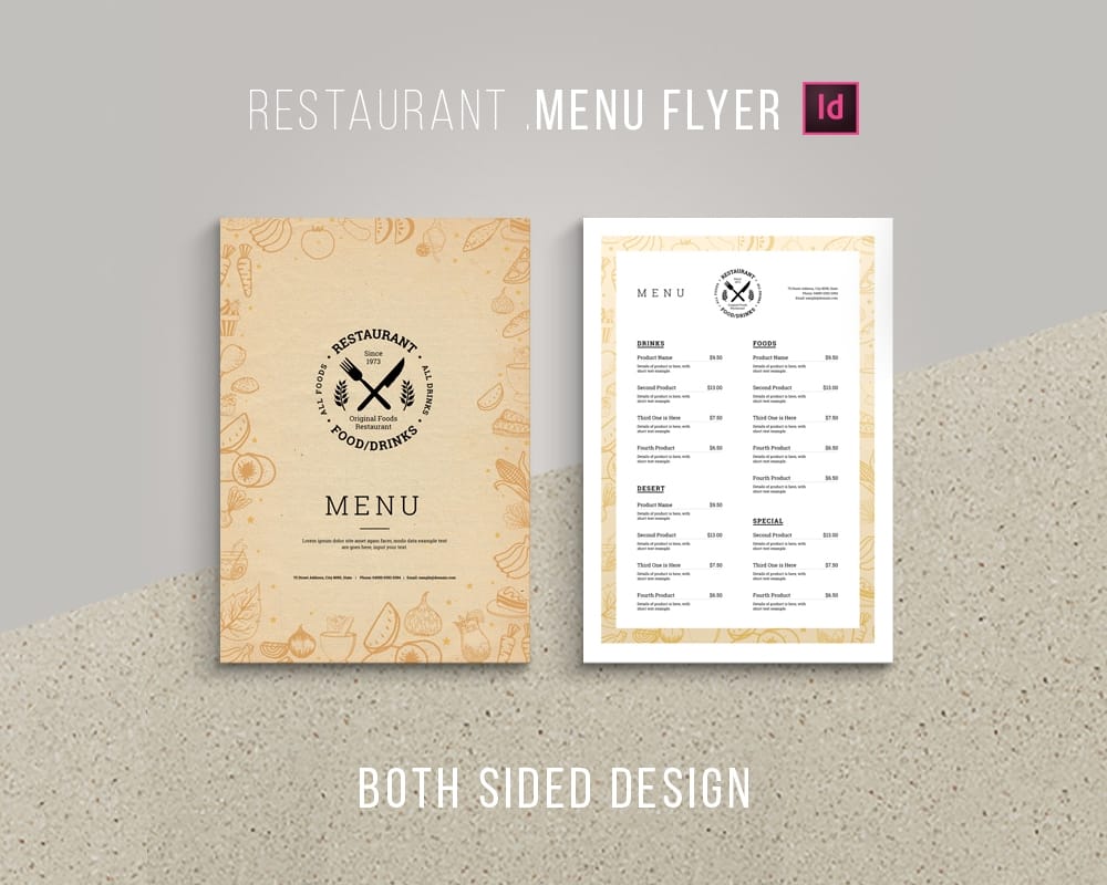 Retro Style Golden Food Menu Flyer Template