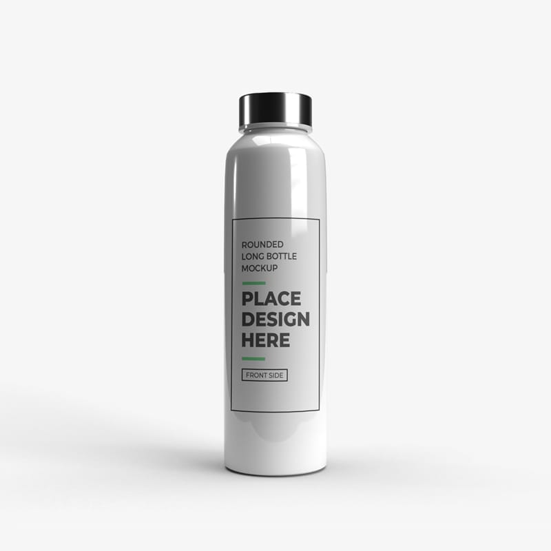 Rounded Long Bottle Mockup PSD