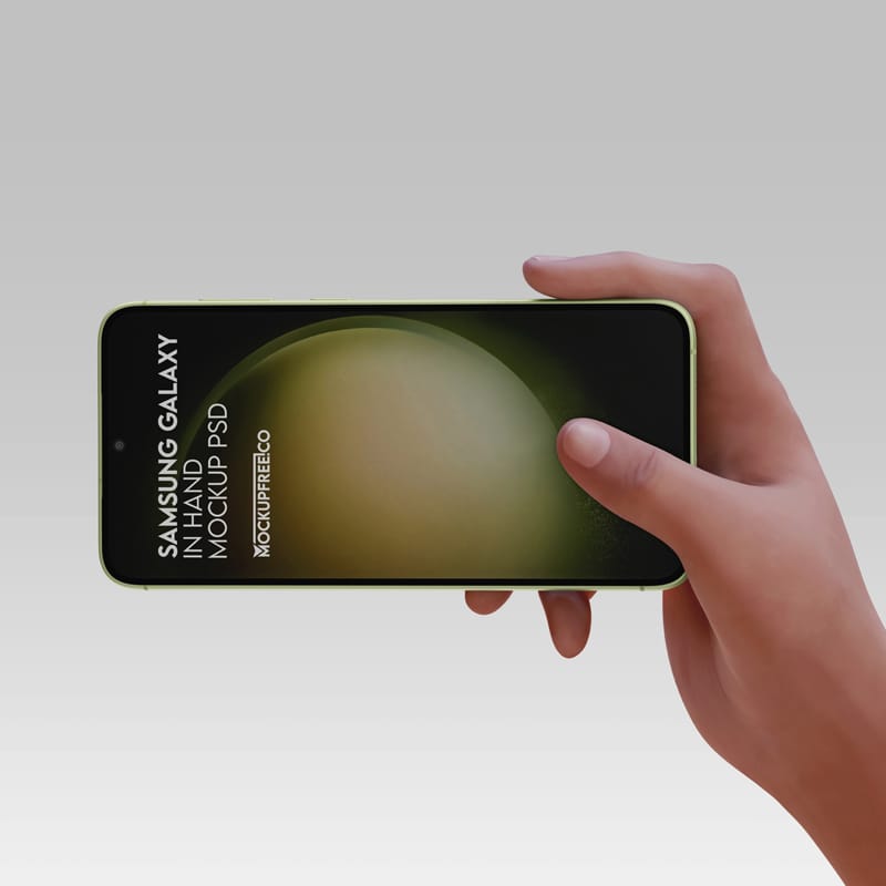 Samsung Galaxy in Hand Mockup PSD