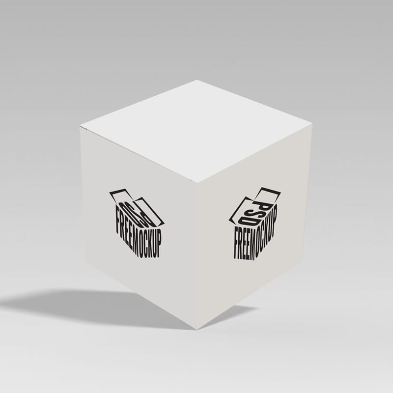 Square Box Mockup with Dieline PSD