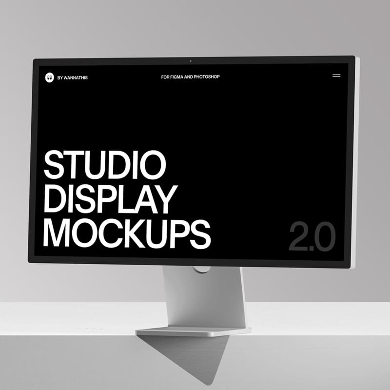 Studio Display Mockup on Shelf PSD