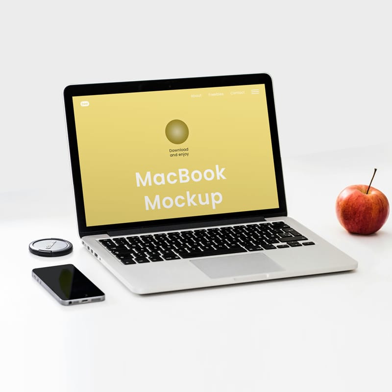 Studio MacBook Screen Mockup PSD