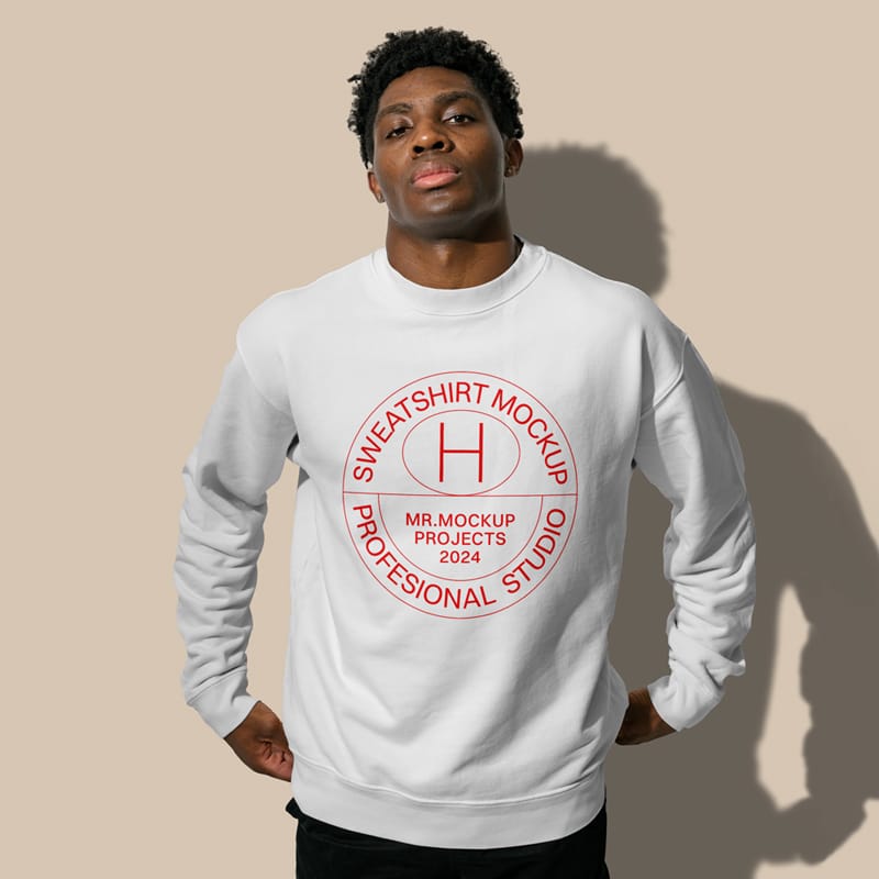 Sweatshirt on Men Mockup PSD
