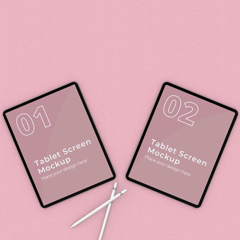 Tablet Screen Mockup With Pencil PSD