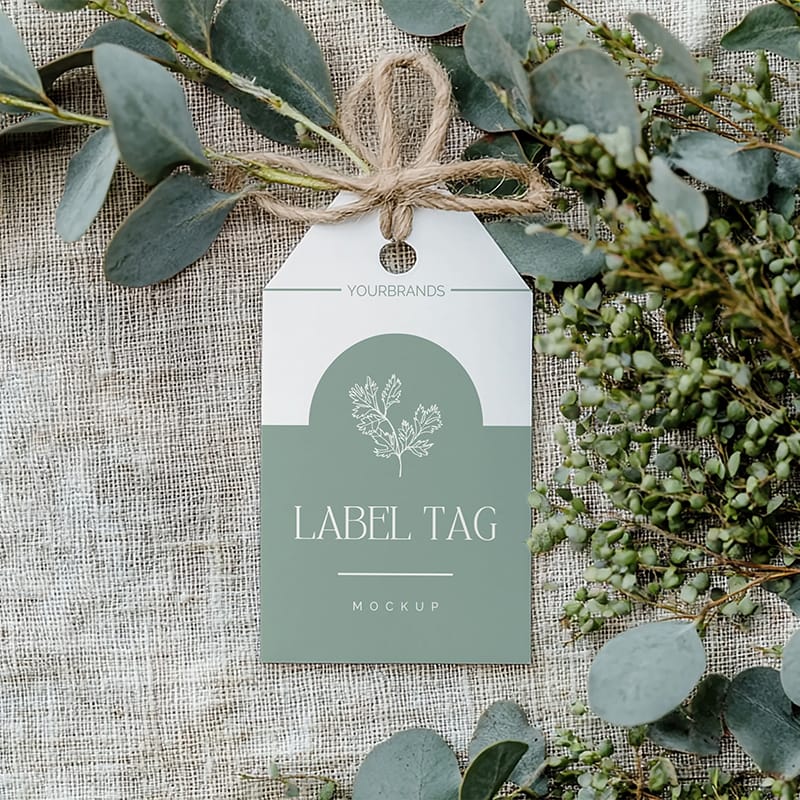 Tropical Label Tag Mockup PSD