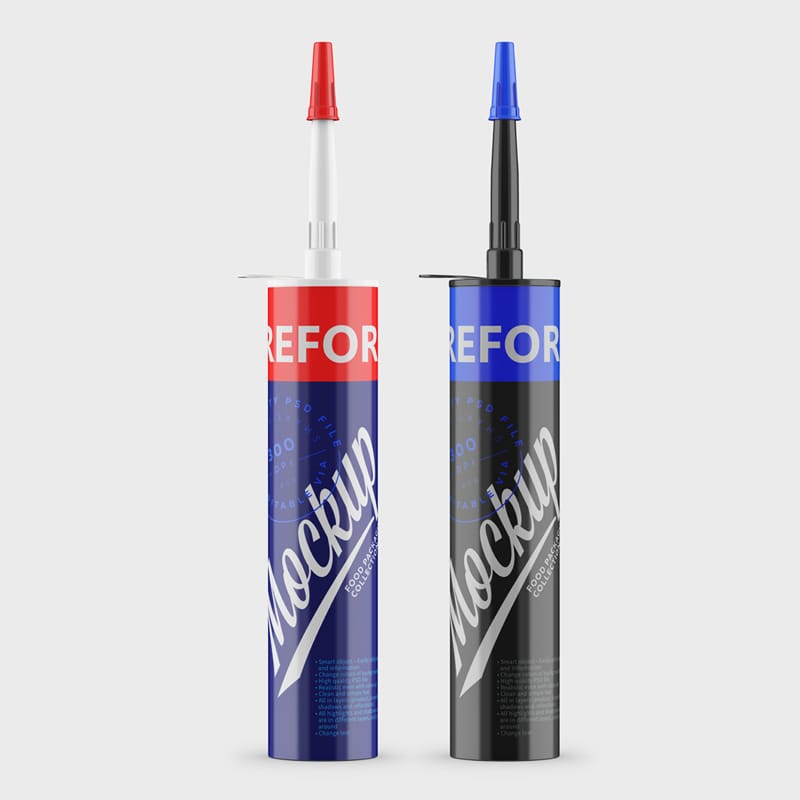 Two Silicone Sealant Tube Mockup PSD