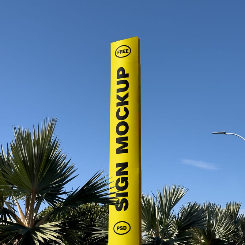 Vertical Sign Mockup PSD