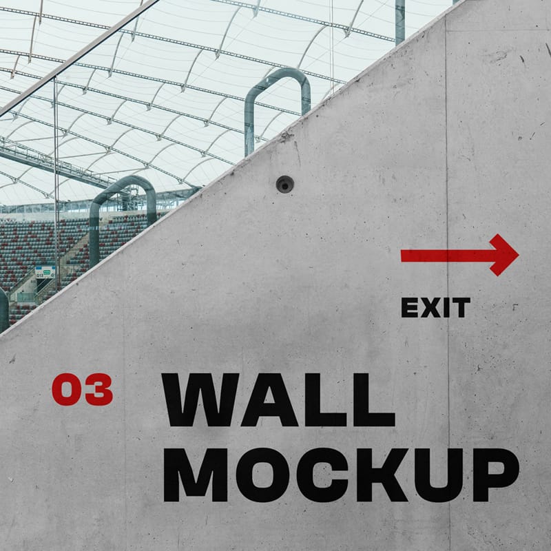 Wayfinding Stadium Wall Mockup PSD