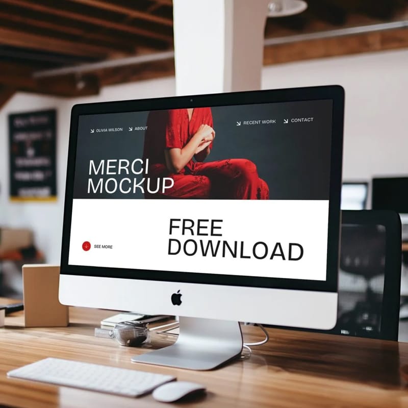 iMac Background Office Mockup PSD