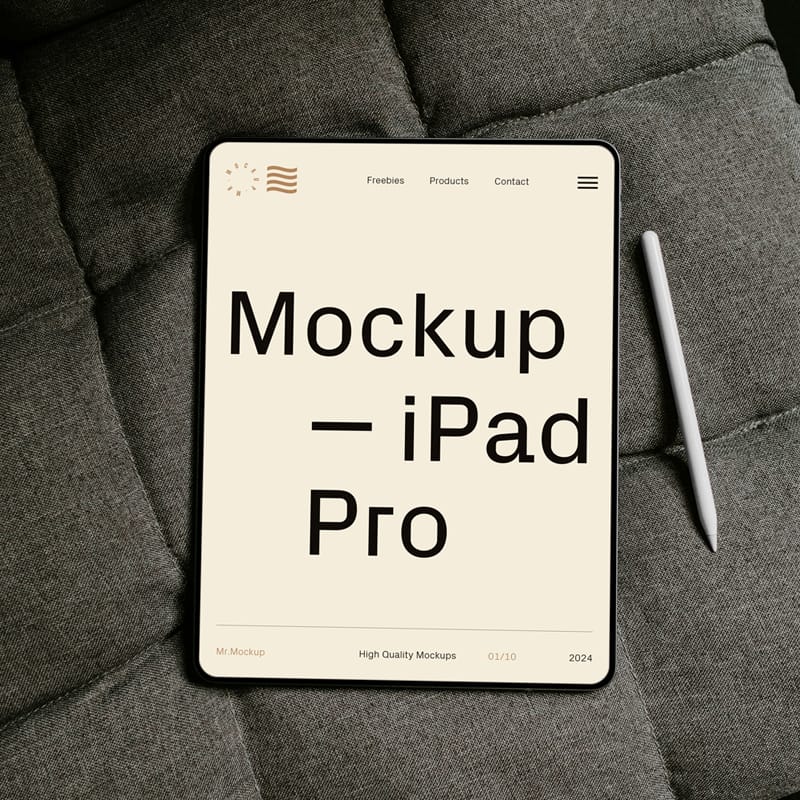 iPad Pro with Pencil Mockup PSD