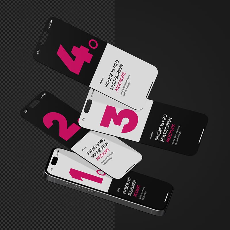 iPhone 15 Pro Multiscreen Mockups PSD