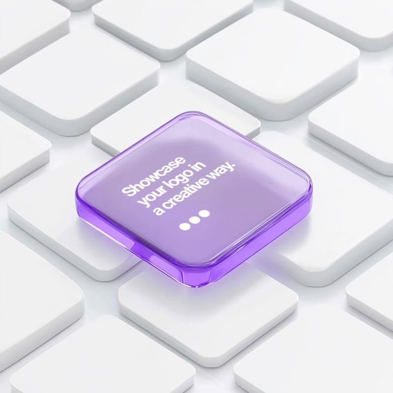 3D Glass Button Logo Mockup PSD