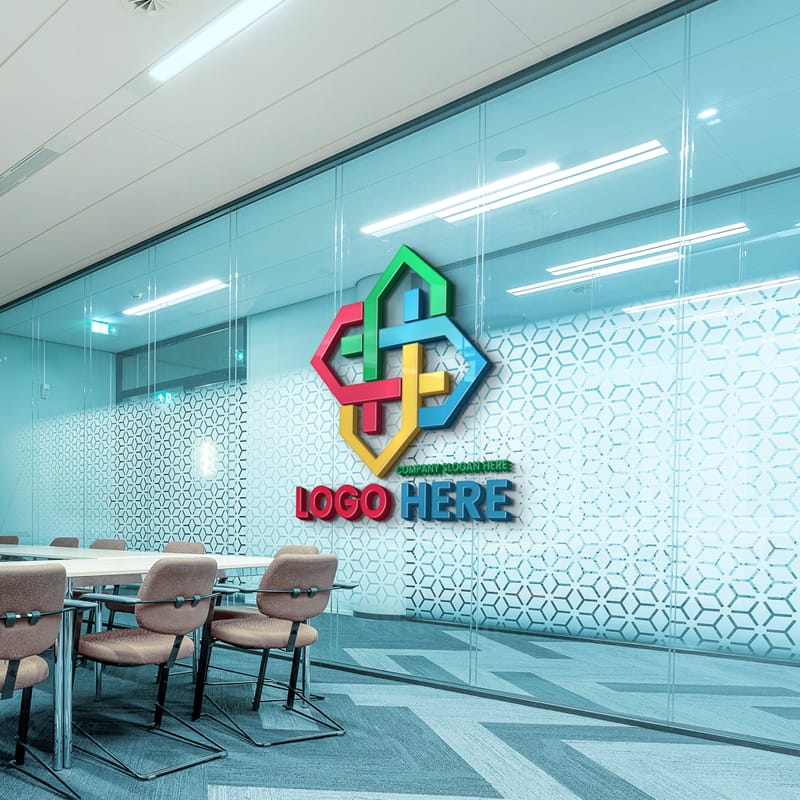 3D Wall Logo Mockup PSD