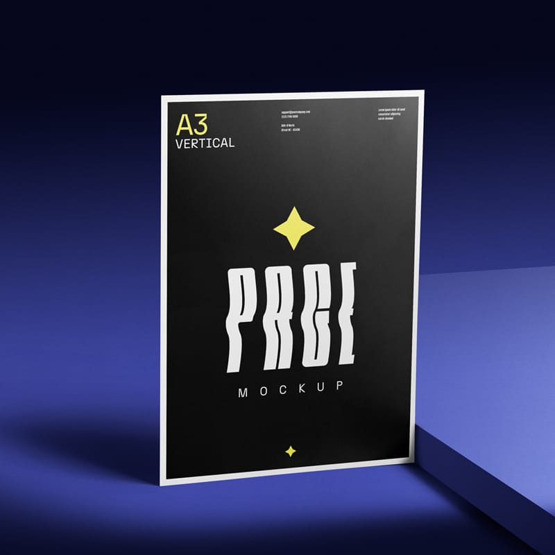 A3 Vertical Page Mockup PSD