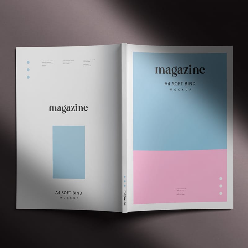 A4 Soft Bind Magazine Mockup PSD
