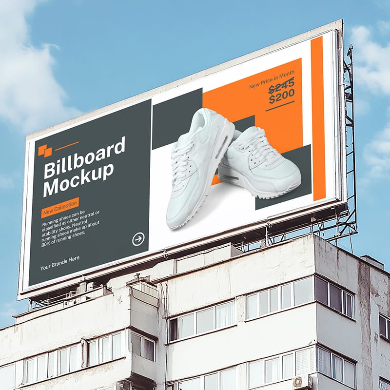 Advertising Billboard Mockup on Building PSD