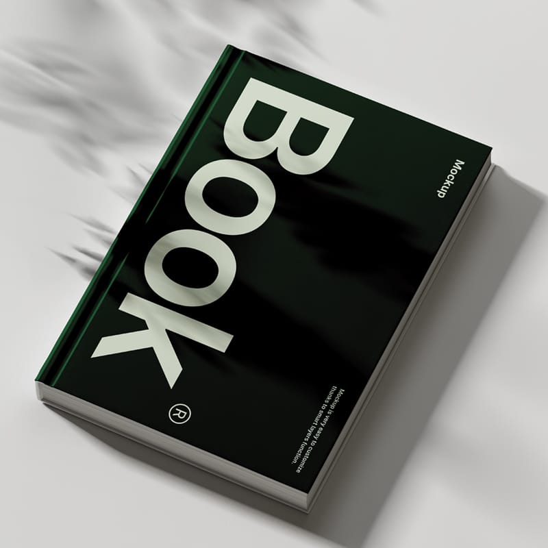 Book with Aesthetic Shadows Mockup PSD