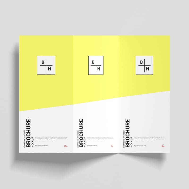 Branding Tri Fold Brochure Mockup Design PSD